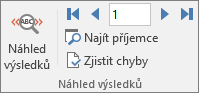 Skupina Náhled výsledků na kartě Korespondence ve Wordu
