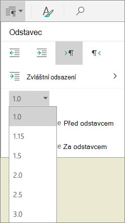 Nabídka Řádkování