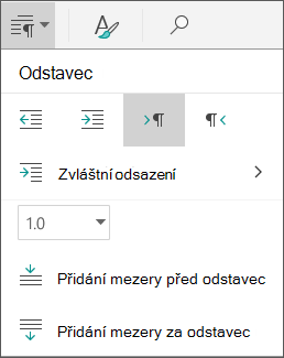 Možnosti mezer mezi odstavci