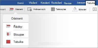 Odstranění sloupců a řádků