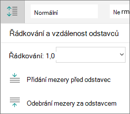 Možnosti mezer mezi odstavci