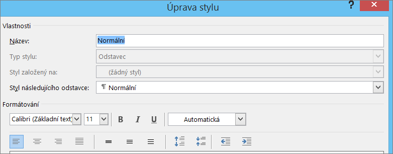 Formát Úprava stylu Wordu