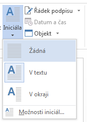Pokud chcete odebrat iniciálu, vyberte Žádná.