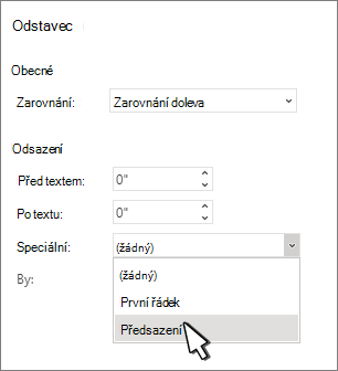 Výběr předsazení