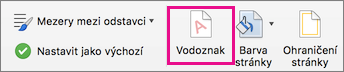 Možnost Vodoznak zvýrazněná na kartě Návrh
