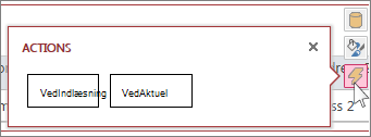 Dialogboksen Handlinger i webdataarkvisning