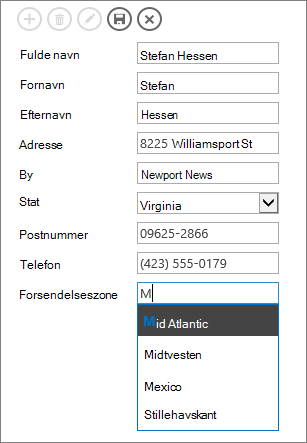 Skrive i et autofuldførelsesfelt