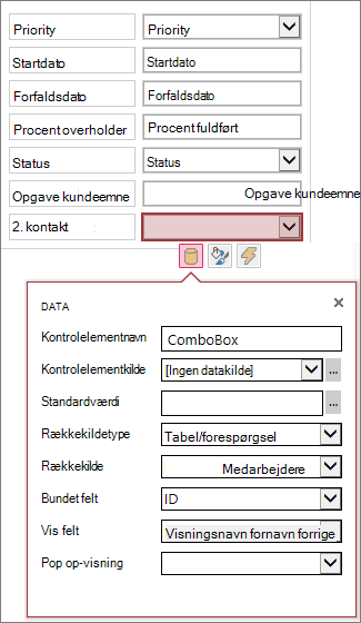 Flere egenskaber for et kombinationsfeltelement