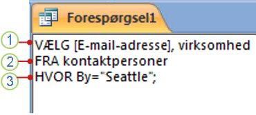 SQL-objektfane, der viser en SELECT-sætning