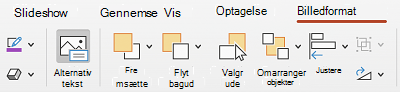 Knappen Alternativ tekst på båndet i PowerPoint til Mac.
