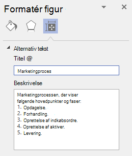 Dialogboksen Alternativ tekst til visuelle elementer i Visio til Windows.