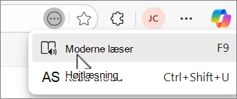 Edge Emmersive reader valgt på url-linjen