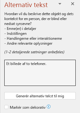 Ruden alternativ tekst, der viser et eksempel på en dårlig alternativ tekst.