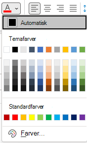 Menuen Skriftfarve i Outlook.