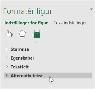 Klik på alternativ tekst i objektruden