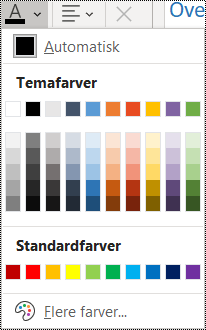 Skærmbillede af indstillingen Skriftfarve i menuen Hjem.