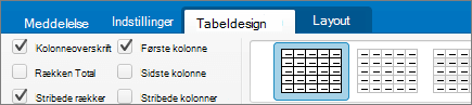 Afkrydsningsfeltet Kolonneoverskrift i Outlook til Mac.