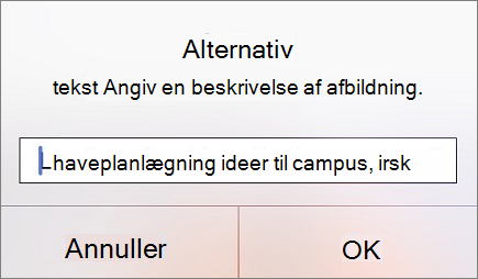 Alternativ tekst til menubillede i Outlook til iOS