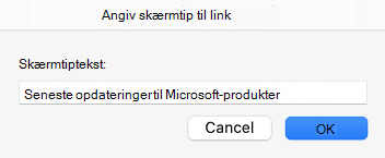 Skærmtip til link i Outlook