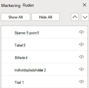 Valgruden til at arrangere objekter på en slide i PowerPoint på internettet.