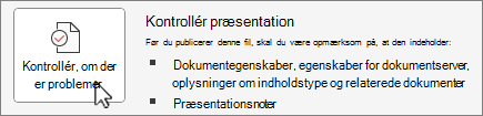 Skærmen Kontrollér, om der er problemer