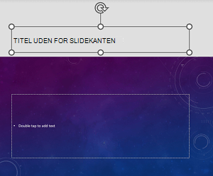 Et eksempel på en titelpladsholder placeret uden for slidekanterne i PowerPoint til Android.