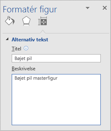 Dialogboksen Alternativ tekst til en masterfigur i Visio.