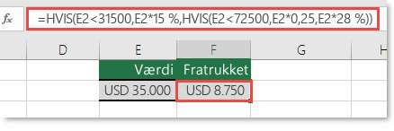 Eksempel på en velkonstrueret HVIS-sætning.