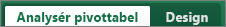 Fanerne Analyser for pivottabellen og Design