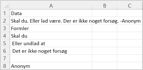 Resultater af eksempel 4