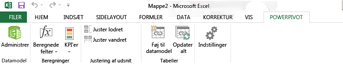 Båndet PowerPivot