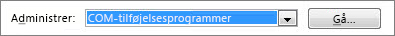 Administrer COM-tilføjelsesprogrammer