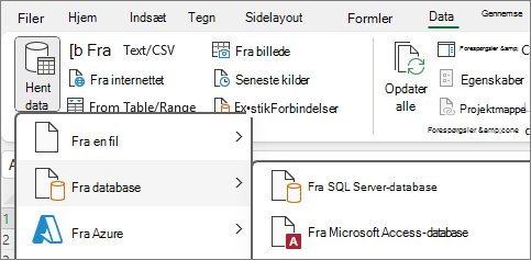 Importere data fra Access