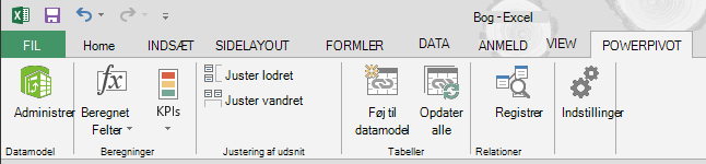 PowerPivot-fane i båndet