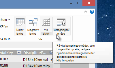 beregningsområdet i PowerPivot