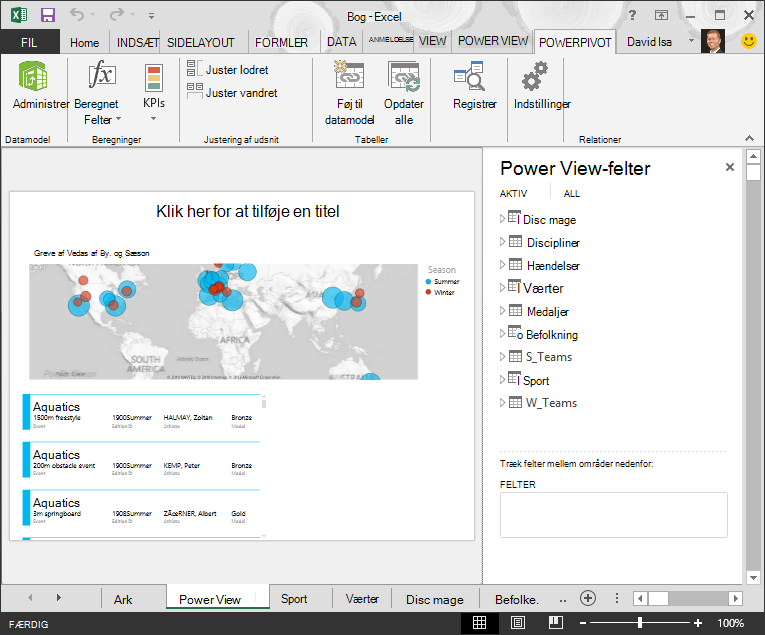for mange tabeller til rådighed i Excel-projektmappen