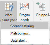Gå til Scenariestyring fra Dataprognose > ? What-If analyse