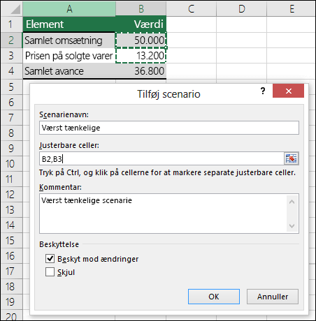 Konfigurér et scenarie med den værst tænkelige situation