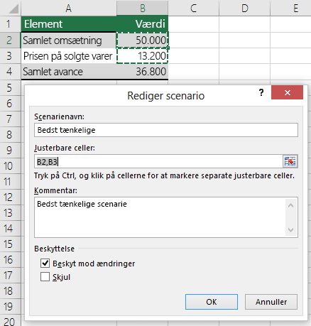 Skifte mellem scenarier