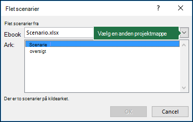 Dialogboksen Flet scenarier