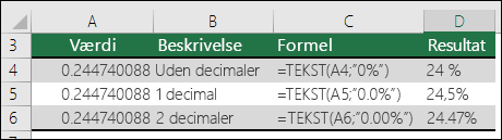Formatkoder for procent
