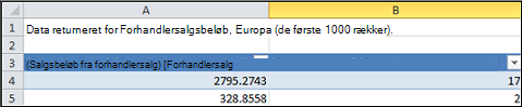 Tabel med detaljeadgang for forespørgsler