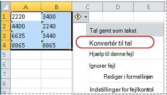 Kommandoen Konvertér til et tal