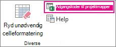 Kommandoen Adgangskoder til projektmapper