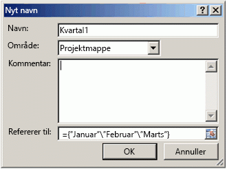 Dialogboksen Rediger Navn med formel