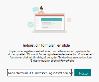 Vælg URL-adressen på den formular eller test, du vil indsætte