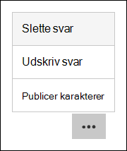 Indstillinger for sletning, udskrivning og publicering af resultater i Microsoft Forms
