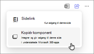 Copilot-sider deler en sideindstilling for kopiér komponent.