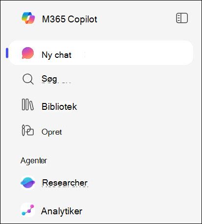 Skærmbillede af, hvor du kan finde agenter i venstre navigationsrude.