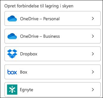 Vælg din skybaserede tjeneste.